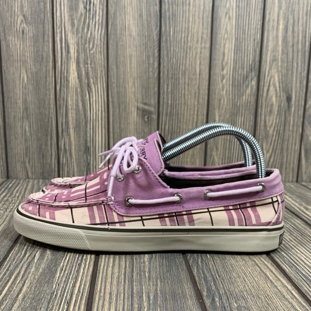 Sperry Top-Sider D10-CH171 Boat Shoes Purple Plaid Fabric Canvas Lace Up‎ Wm 9 - Picture 5 of 13